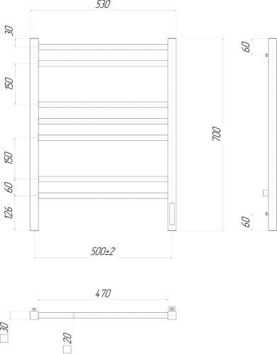 Полотенцесушитель электрический Lemark Unit П7 50x70, хром фото 2