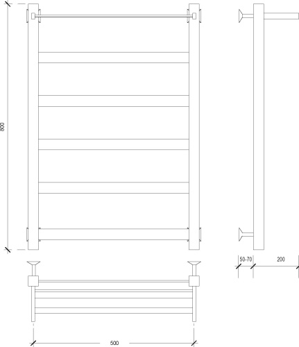 Полотенцесушитель водяной Secado Комано 1 СП 80x50, черный матовый фото 4