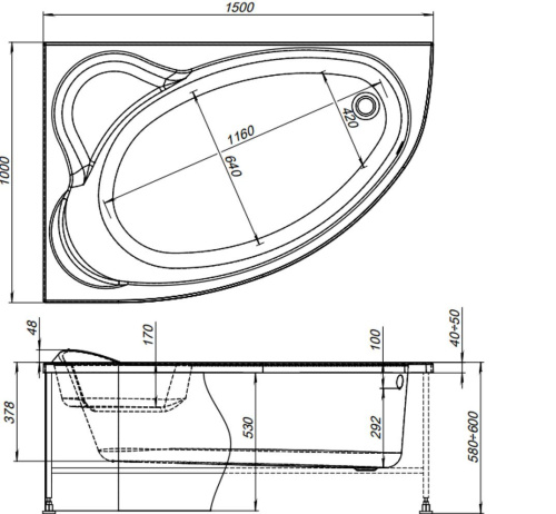 Акриловая ванна Aquanet Lyra 255736 150х100 L с каркасом фото 8