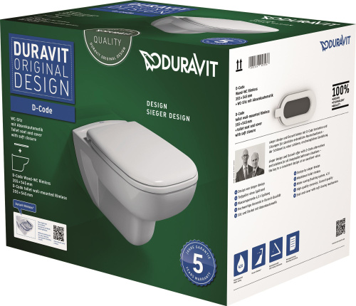 Унитаз подвесной Duravit D-code 45700900A1 безободковый фото 4