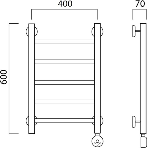 Полотенцесушитель электрический Aquanerzh Прямой R 60х40 фото 2