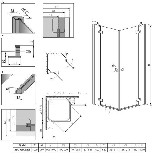 Душевой уголок Radaway Almatea KDD 100x90 фото 8