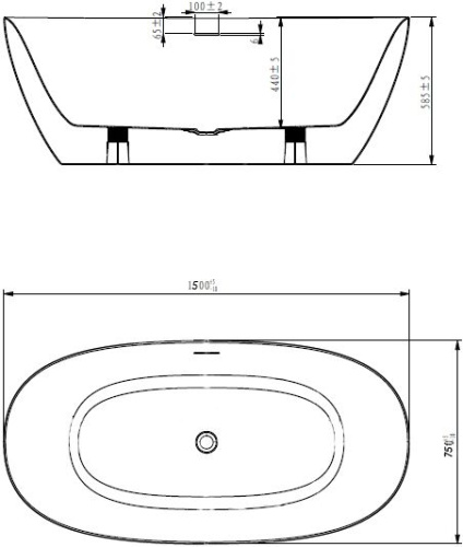 Акриловая ванна Art&Max Genova AM-GEN-1500-750 150х75 фото 3