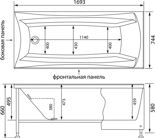 Акриловая ванна Aquanet Cariba 00205350 170x75 с каркасом фото 6