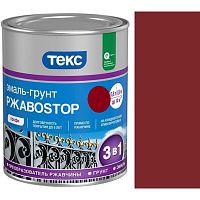 Грунт-Эмаль Текс «РжавоStop Красно-Коричневая» глянцевая по ржавчине для металла (0,9 кг — уп. 14 шт) «Teks»