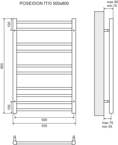 Полотенцесушитель электрический Lemark Poseidon П10 50x80 фото 3