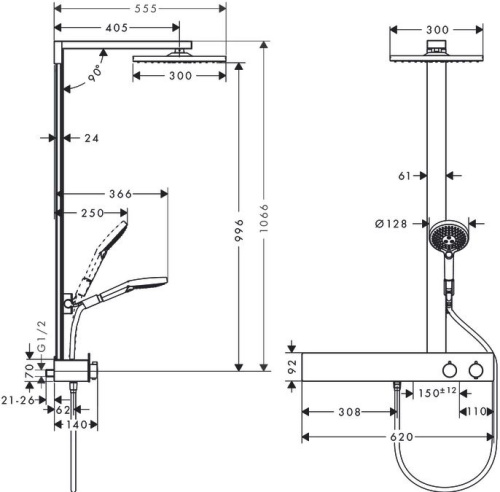 Душевая стойка Hansgrohe Raindance E Showerpipe 300 27363000 фото 4