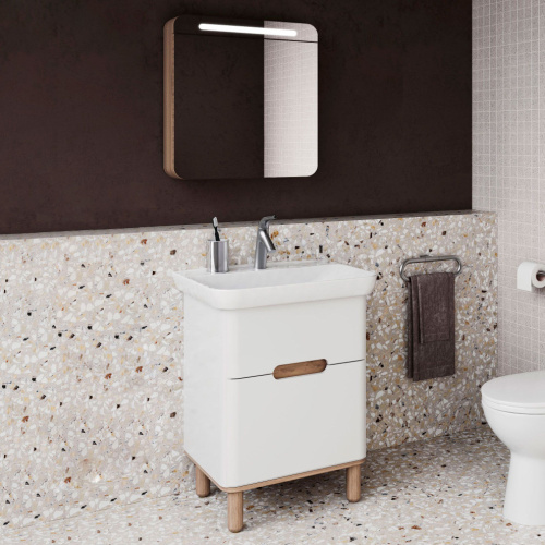 Мебель для ванной VitrA Sento 65 с LED подсветкой, матовая белая фото 5