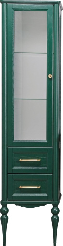 Шкаф-пенал ValenHouse Эстетика L, витрина, зеленый, ручки золото фото 2