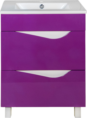 Тумба с раковиной Bellezza Эйфория 60 фиолетовая с раковиной Квадро фото 5