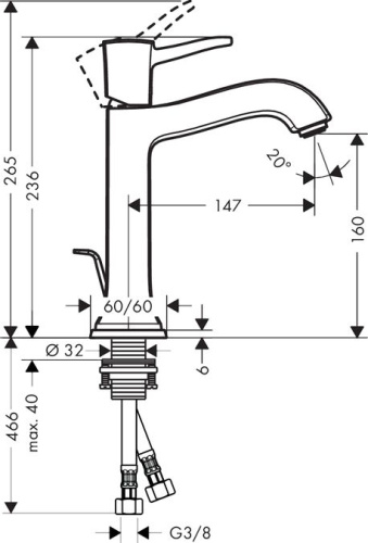 Смеситель Hansgrohe Metropol Classic 31302000 для раковины фото 3