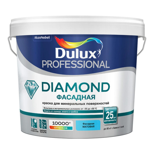 Краска фасадная водно-дисперсионная Dulux Trade Diamond гладкая база BW 2,5 л.