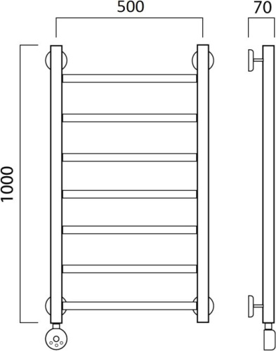 Полотенцесушитель электрический Aquanerzh Прямой L 100х50 фото 2