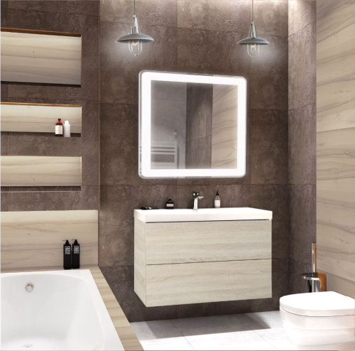Мебель для ванной Art&Max Verona-Push 80 дуб сонома светлый фото 5