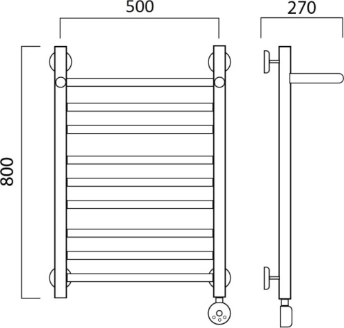 Полотенцесушитель электрический Aquanerzh Прямой групповой с полкой R 80х50 фото 2