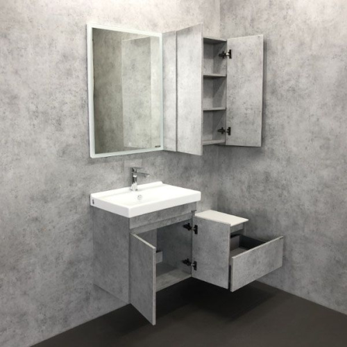 Мебель для ванной Comforty Осло 60, подвесная, бетон светлый фото 2