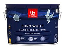 Краска Tikkurila Euro White акриловая, для потолка, Глубокоматовая