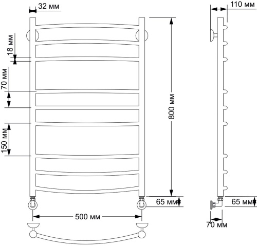Полотенцесушитель водяной Secado Милан 3 50x80 (32/18) фото 4