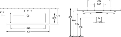 Мебельная раковина Villeroy & Boch Subway 2.0 7176D0R1 alpin CeramicPlus фото 2