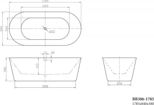 Акриловая ванна BelBagno BB306-1785 180x80 фото 2