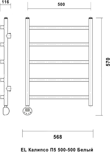 23 300 руб. Полотенцесушитель электрический Domoterm Калипсо П5 50x50, белый, L фото 3 Полотенцесушитель электрический Domoterm Калипсо П5 50x50, белый, L фото 3