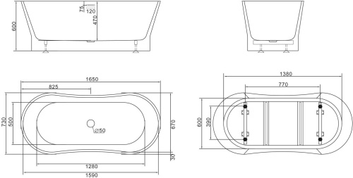 Акриловая ванна BelBagno BB406-1650-730 165x70 фото 4