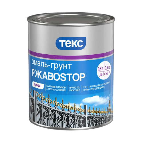 Грунт-Эмаль Текс «РжавоStop Белая» глянцевая по ржавчине для металла (0,9 кг — уп. 14 шт) «Teks»
