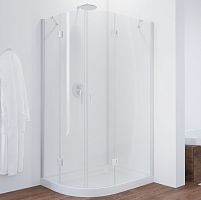 Душевой уголок Vegas Glass AFS-F 110*80 01 01 R профиль белый, стекло прозрачное