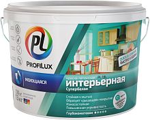 Краска для стен и потолков для влажных помещений латексная Profilux PL-13L глубокоматовая супербелая база 1 40 кг.