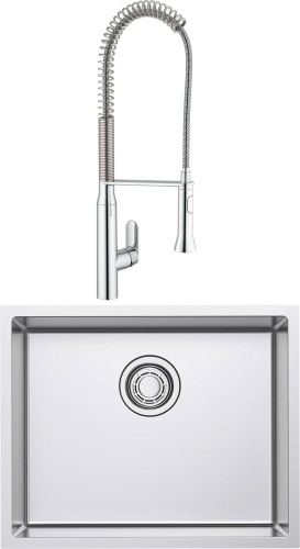 Комплект Мойка кухонная Omoikiri Tadzava 54-U/I + Смеситель Grohe K7 32950000 для кухонной мойки фото 2
