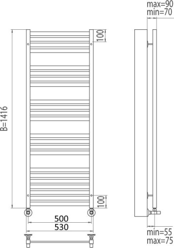 Полотенцесушитель водяной Terminus Тоскана П23 500*1416 фото 3