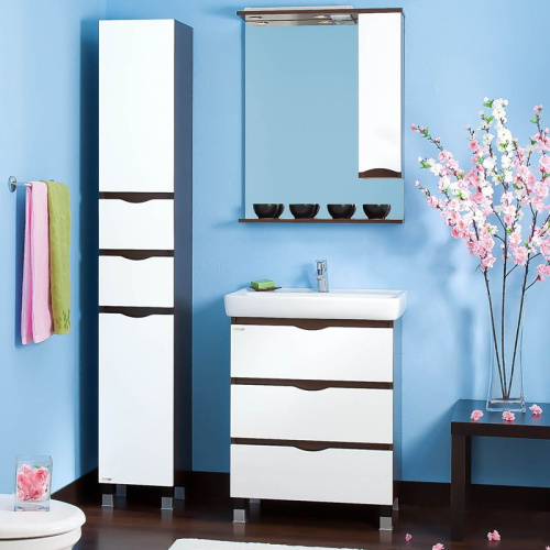 Зеркало Бриклаер Токио 80 R венге, белый глянец фото 2