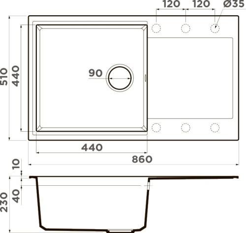 Мойка кухонная Omoikiri Daisen 86 темный шоколад фото 3