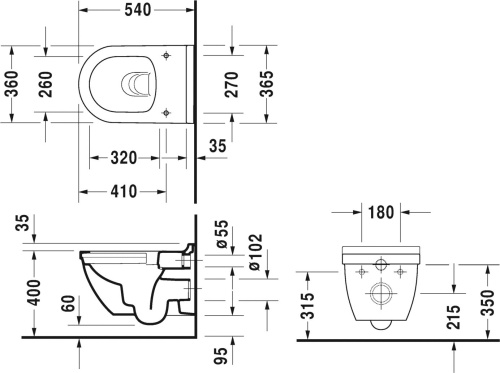 Комплект Унитаз подвесной Duravit Starck 3 45270900A1 комплект + Система инсталляции для унитазов TECE Base K440322 с кнопкой смыва фото 6