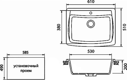 Мойка кухонная GranFest Standart GF-S605 черный фото 3