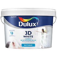 Краска для стен и потолков водно-дисперсионная Dulux 3D White матовая 10 л.