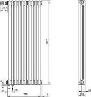 Радиатор стальной Zehnder Charleston Completto C3180/06 3-трубчатый, подключение V001, technoline
