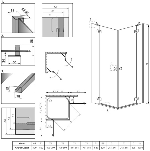 Душевой уголок Radaway Almatea KDD 90x80 фото 8