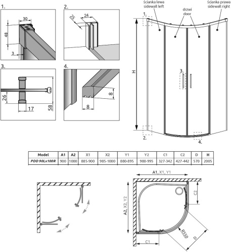 Душевой уголок Radaway Idea PDD 90х100 фото 6