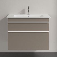 Мебель для ванной Villeroy & Boch Venticello 80 truffle grey, с белыми ручками