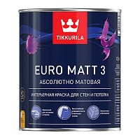 TIKKURILA EURO MATT 3 краска интерьерная для стен и потолков, абсолютно матовая, база C (2,7л)