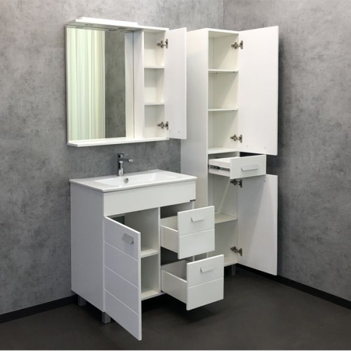 Мебель для ванной Comforty Модена М 75, напольная, белая матовая фото 2