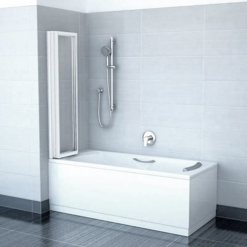 Шторка на ванну Ravak VS3 115 Transparent, профиль белый + средство для ванн и душевых кабин фото 2