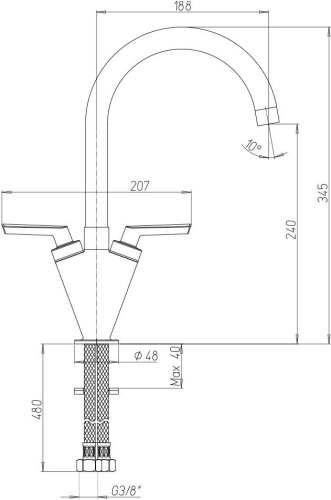 Смеситель Paini Neptune 64CR572NPKM для кухонной мойки фото 4