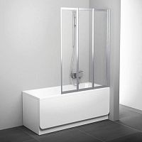 Шторка на ванну Ravak VS3 100 Transparent, профиль сатин + средство для ванн и душевых кабин