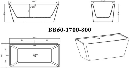 Акриловая ванна BelBagno BB60-1700-800 170x80 фото 5