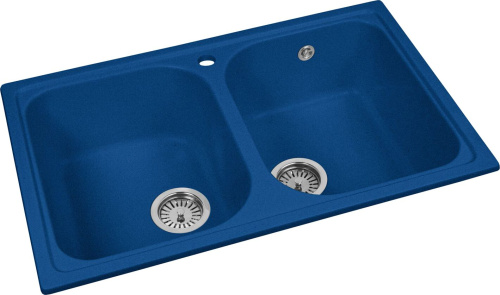Мойка кухонная AquaGranitEx M-15 синяя фото 4