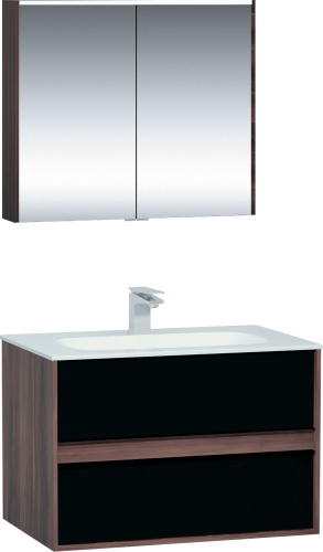 Мебель для ванной VitrA Metropole 80 с ящиками, сливовое дерево, черный акрил фото 3