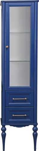 Шкаф-пенал ValenHouse Эстетика R, витрина, синий, ручки бронза фото 2