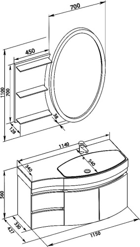 Мебель для ванной Aquanet Опера 115 белая R фото 7